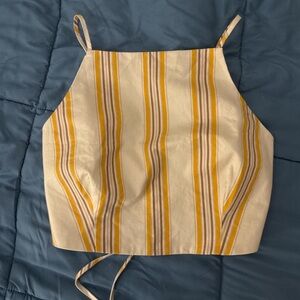Abercrombie & Fitch striped tie-back yellow summer crop top tank top